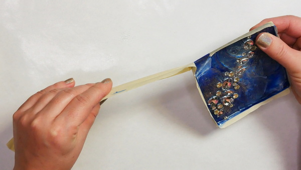 Removing Masking Tape Acrylic Paint Pouring Ornaments