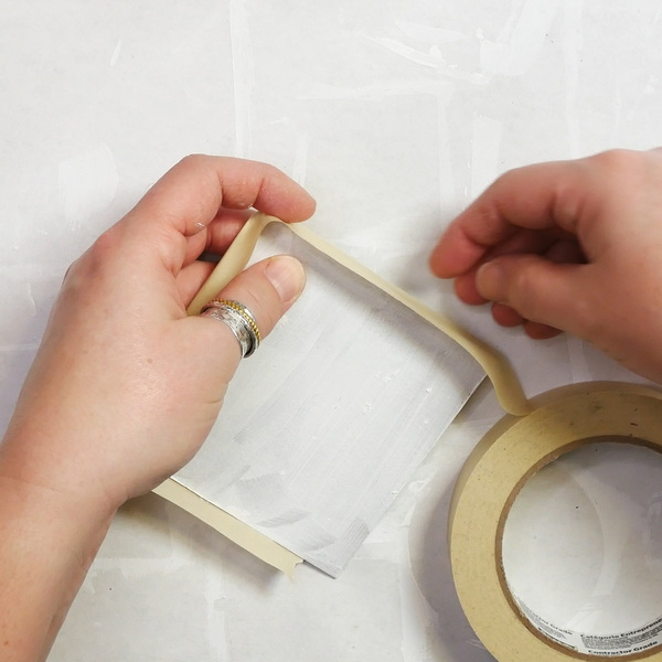 Taping Chipboard Pieces for Acrylic Paint Pouring Ornaments