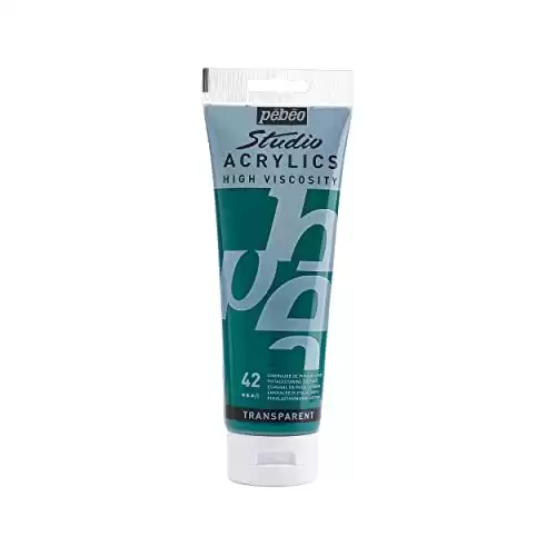 Pebeo Studio Acrylics High Viscosity, Fine Acrylic, 250 ml - Phthalocyanine Emerald