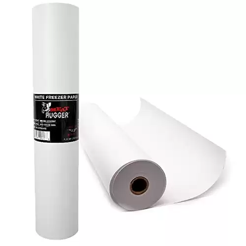 White Freezer Paper Roll (18 Inch x 175 Feet) - Poly Coated Moisture Resistant Wrap with Matte Side for Freezing Meats, Protects Against Freezer Burn