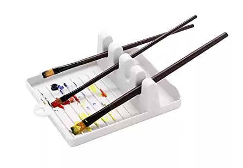 HuSiuSiu BEST Paint brush holder for large paint brush rest with 5 slots suitable for watercolor,oil,acrylic painting party