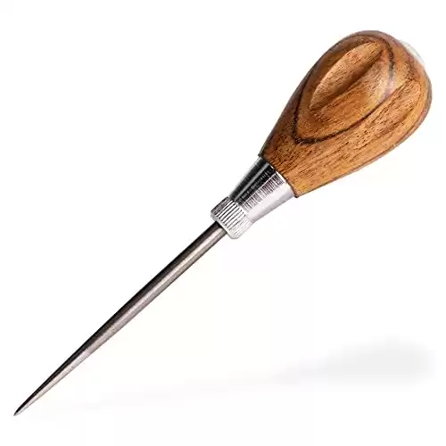 General Tools Scratch Awl Tool with Hardwood Handle - Scribe, Layout Work, & Piercing Wood - Alloy Steel Blade