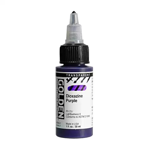 GOLDEN High Flow Acrylics, Transparent Dioxazine Purple, 1 fl. oz. / 30 ml Bottle