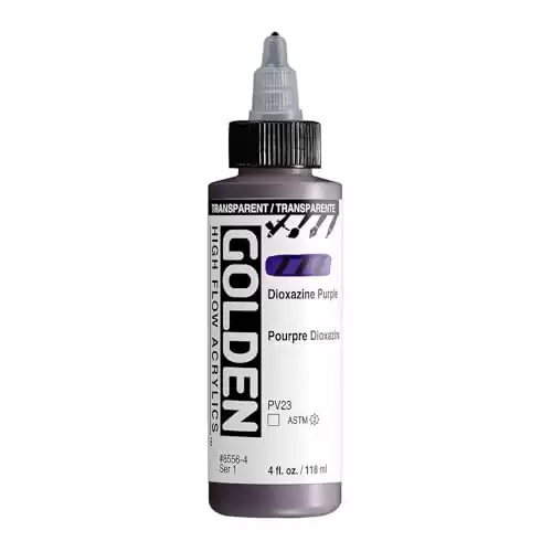 GOLDEN High Flow Acrylics, Transparent Dioxazine Purple, 4 fl. oz. / 118 ml Bottle