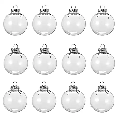 12 Pcs 3.15 Inch Clear Plastic Fillable Ornament Balls, Removable Top Clear Hanging Ornaments Ball, DIY Plastic Ornaments Round Balls, Perfect for Decoration On Christmas Trees, Wedding, Party