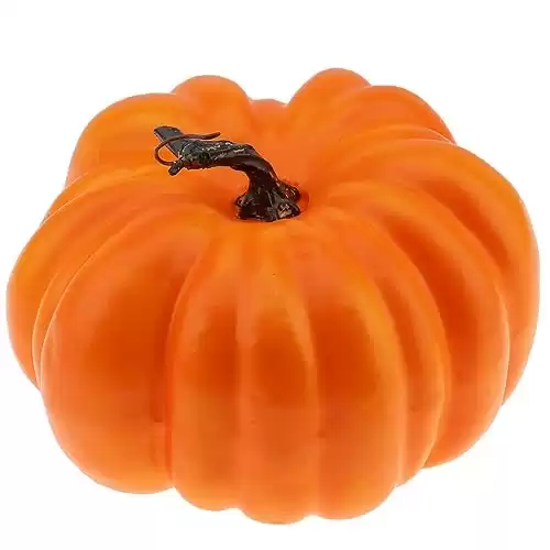 Woration 8.2 Inch Large Orange Fake Halloween Pumpkin Artificial Cushaw Faux Autumn Fall Pumpkin Decoration for Party Christmas Home Harvest Halloween Foam Fruit Vegetable