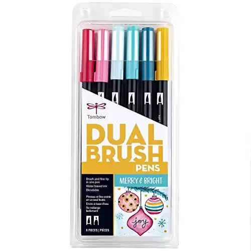 Tombow Merry & Bright 6-Pack Marker, Portrait 6 Piece