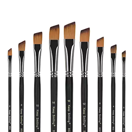 Paint Brush Set Artist Angled Brushes Made of Premium Nylon Hair for Acrylic Painting