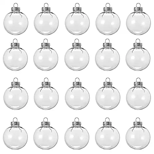 20 Pcs Clear Plastic Fillable Ornament Balls, Removable Top Clear Hanging Ornaments Ball, DIY Plastic Ornaments Round Balls, Perfect for Decoration On Christmas Trees, Wedding, Party(60mm)