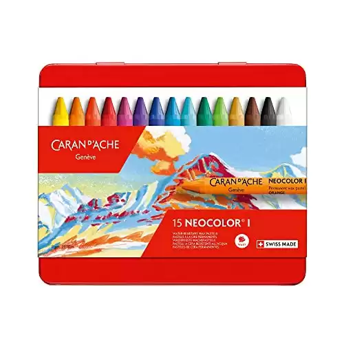 Neocolor I Water-Resistant Wax Pastels, 15 Colors