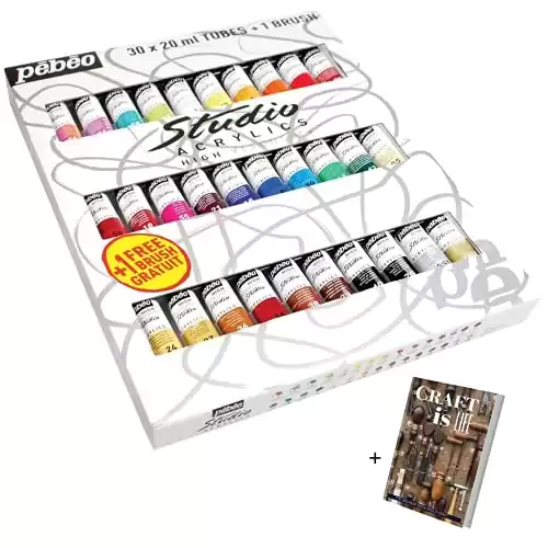 Pebeo High Viscosity Acrylics- 30x20ml Studio Acrylic Paint Set for Painting Canvas, Wall Art Decor, Cosplay Accessories, Paint by Numbers- Acrylic Box Paint Set for Mixed Media & Modern Art, E-bo...