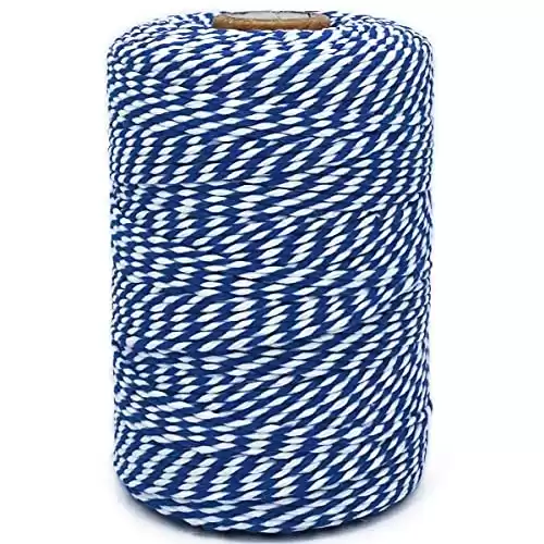 Leecogo Bakers Twine String Royal Blue and White Cotton Twine 656 Feet Butchers Twine for Gift Wrapping DIY Crafts Home Decoration Cooking