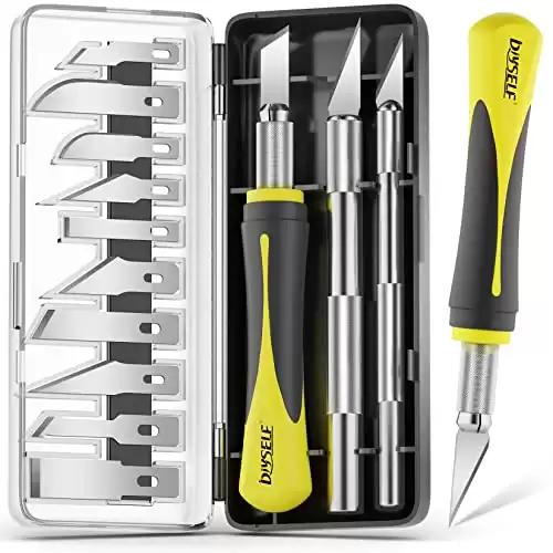 DIYSELF 16-Piece Craft Knife Set, Exacto Knife Set, 3-Piece Hobby Knife with 10-Piece Exacto Knife Blades, Precision Art Knife for Pumpkin Carving, Modeling, Exactly Knife, Pumpkin Carving Tools