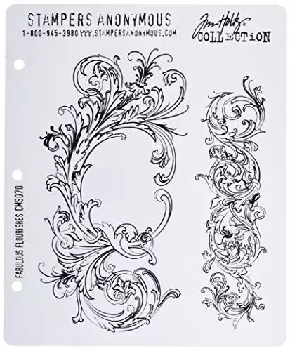 Stampers Anonymous Tim Holtz Cling Stamps 7"X8.5", Fabulous Flourishes