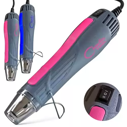 Heat Gun for Crafting, Mini Dual Temp Hot Air Gun Tool for Epoxy Resin, Shrink Wrapping, Vinyl Wrap, Embossing, Electronics, Candle Making, Sublimation, Phone Repair & DIY (Pink)