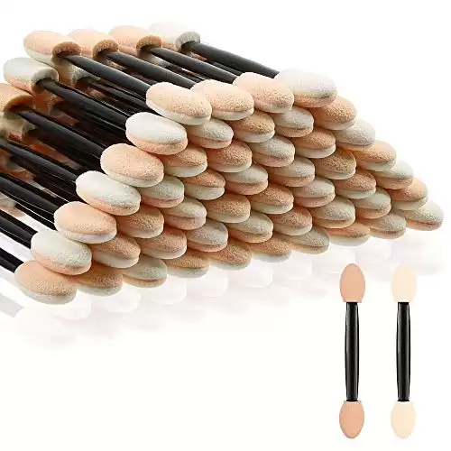 MORGLES Eyeshadow Applicators, 50pcs Eyeshadow Brush 2.4 Inch Eye Shadow Applicator Sticks Double Sided, Makeup Applicator for Women Girls, Black