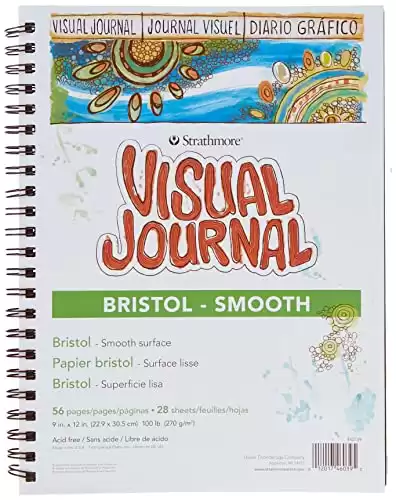 Strathmore 300 Series Visual Bristol Journal, 9"x12" Smooth, Wire Bound, 28 Sheets, White