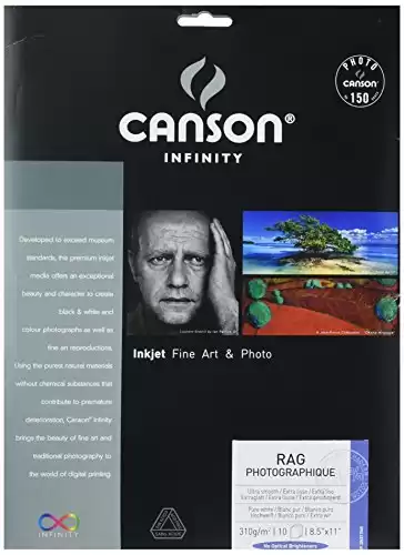 Canson Infinity Rag Photographique Fine Art Paper, 310 Gram, 8.5 x 11 Inch, 25 Sheets