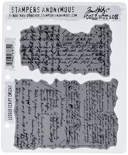 Stampers Anonymous Tim Holtz Cling Stamps 7"X8.5", Ledger Script