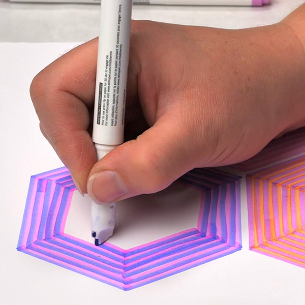 Drawing Hexagons with Zebra Mildliner Mix Pen