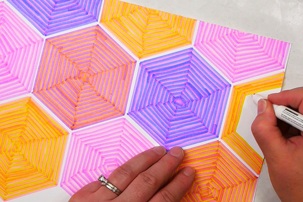 Drawing Hexagons with Zebra Mildliner Mix Pen