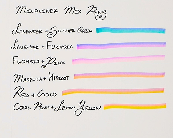 Color Swatches from Zebra Mildliner Mix Pens