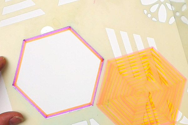 Using a stencil to draw a hexagon