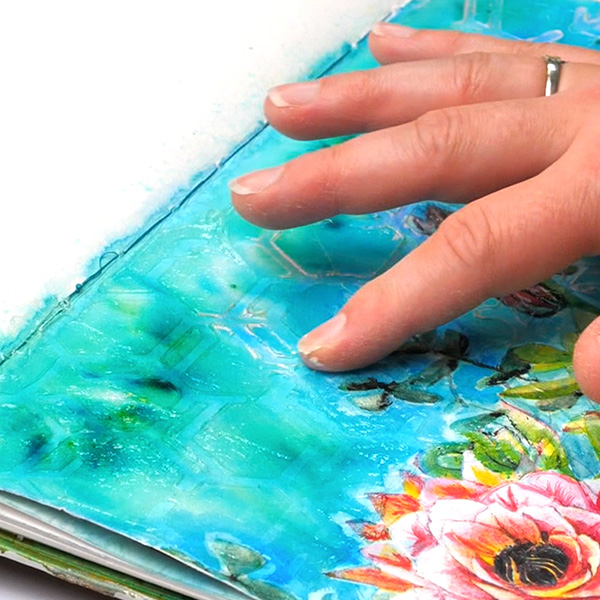 Adding Wax to gel medium on decoupage art journal page