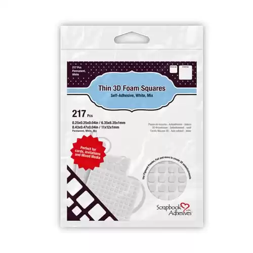 Scrapbook Adhesives by 3L 3L Scrapbook Adhesive Permanent Thin Pre-Cut 3D Foam Squares, Mixed Variety, 217/pk, White (1616)