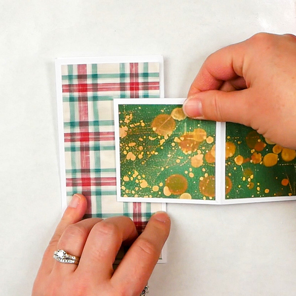 Gluing Z-Fold Card Together Decorated with Simply Stated Design Paper