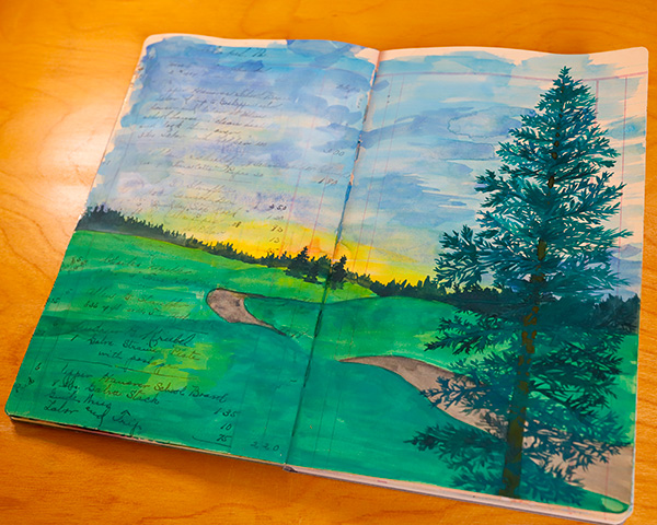 Gouache Watercolor Painting in Dina Wakley Ledger Journal