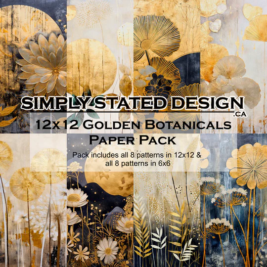 Simply Stated Design Golden Botanicals 12x12 Paper Pack