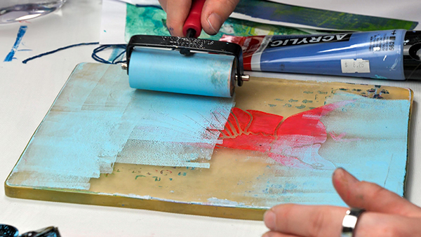 Adding a second layer of paint to a gell printing plate