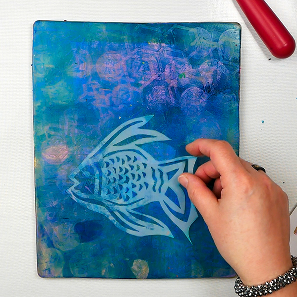 Making unique gel prints using stencil masks