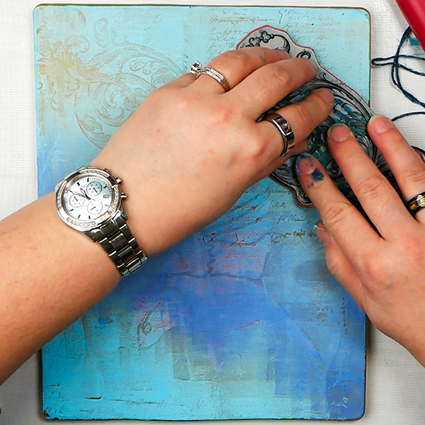 Creating textures with stamp in a 3 layer gel print