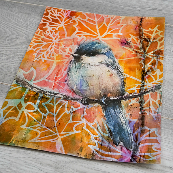 Golden Regular Gel Gloss Tinted with Distress Inks on Simply Stated Design Paper