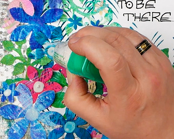 Adding Tombow Mono Glue to flower centers