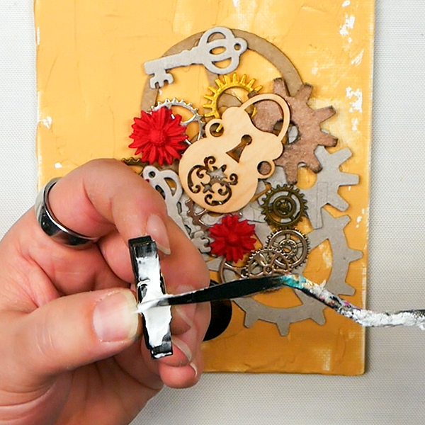 Adding Liquitex Extra Heavy Gel Medium for adding in Assemblage Pieces