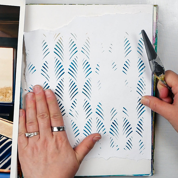 Adding gelli print for art journal background