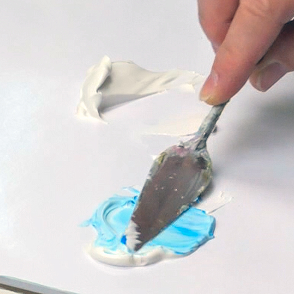 Mixing Amsterdam Phthalo Blue Paint with Liquitex Flexible Modeling Paste