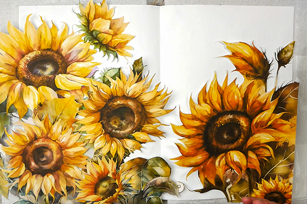 Simply stated Design Sunflowers composition for collage art journal page