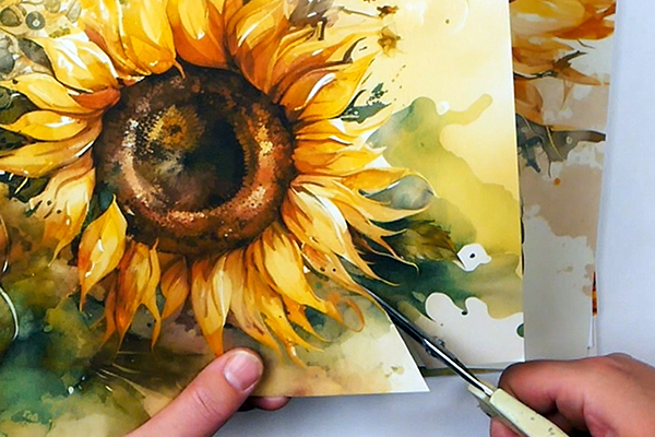 Fussy cutting out Simply stated Design Sunflowers