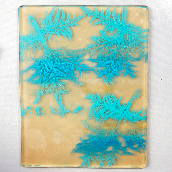 Gel print impression using lemony lace elderberry leaf