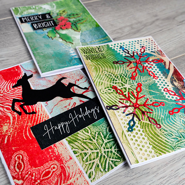 Nadine Milton's Festive and Fabulous Holiday Card Gel Print Class