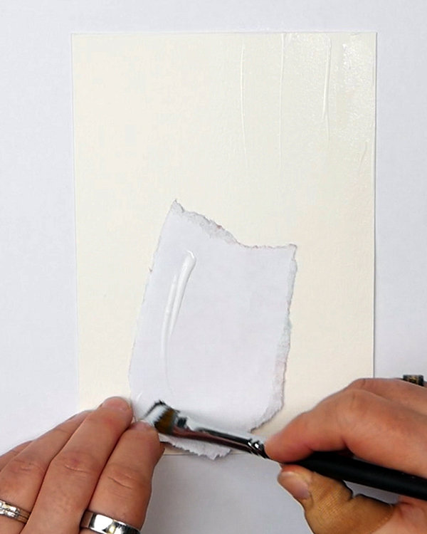 Adding Liquitex Matte Medium to the back of collage paper
