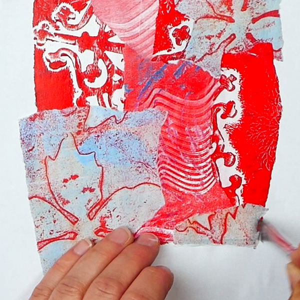 Varying the size of collage pieces on holiday collage card