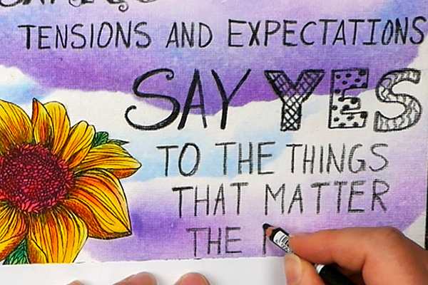 Adding Stabilo CarbOthello Black Pastel to art journal page