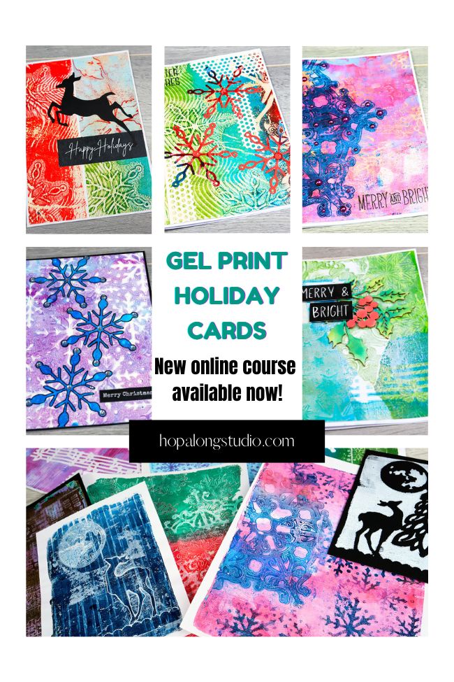 Festive & Fabulous Gel Print Holiday Card Course by Nadine Milton