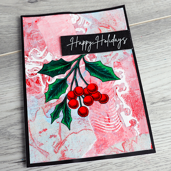 Holly Holiday Collage Card by Nadine Milton