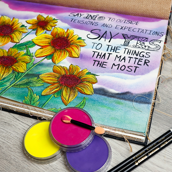How to use Pan Pastels in an Art Journal Page to display your yearly intention